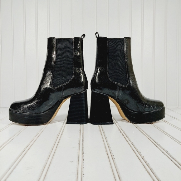 NEW Circus by Sam Edelman Stace Black Patent Chunky Platform Ankle Boots K440 - Picture 7 of 12